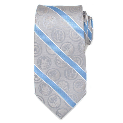 Marvel Comics Gray and Blue Stripe Men's Tie Marvel Ties - Paul Malone.com
