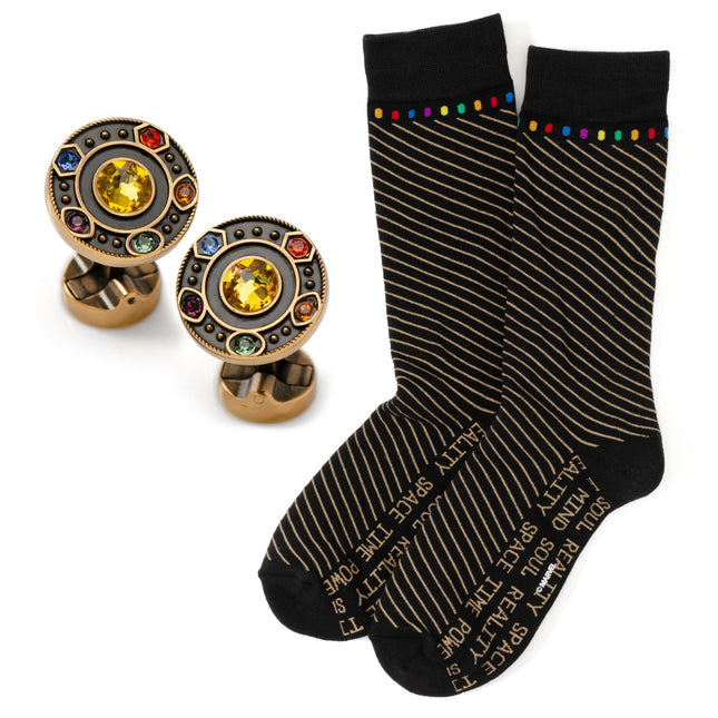 Marvel Avengers Infinity Stones Cufflinks and Socks Gift Set Marvel Socks - Paul Malone.com
