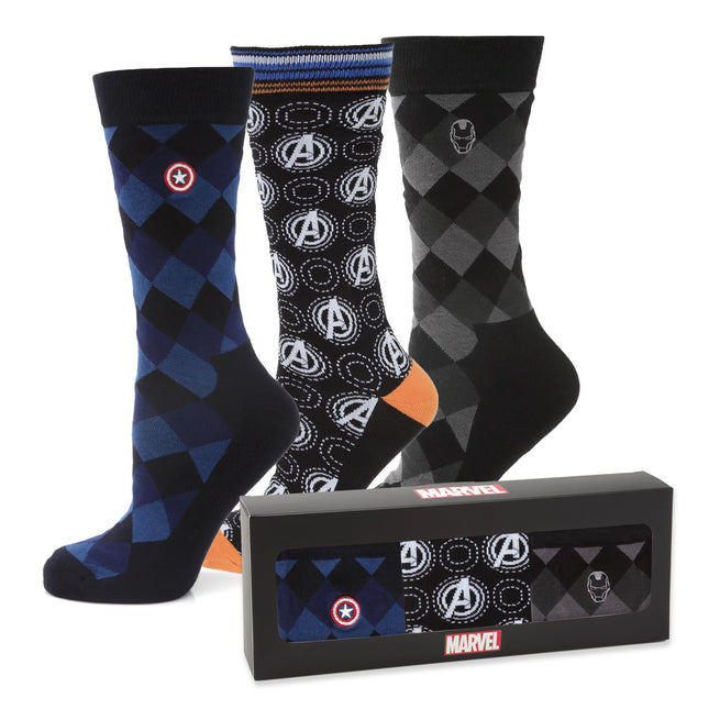 Marvel Argyle 3 Socks Pack and Lapel Pin Gift Set Marvel Socks - Paul Malone.com