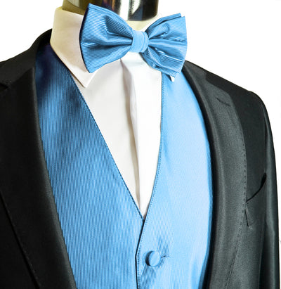 Men's Solid Light Blue Suit Vest Set by Milani Milani Vest - Paul Malone.com