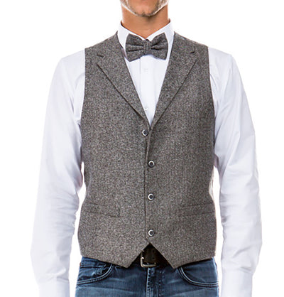 Men's Collared Grey Tweed Suit Vest Sean Alexander Vest - Paul Malone.com