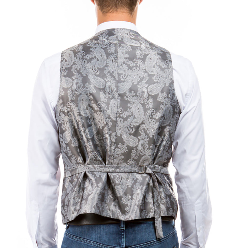 grey dress vest mens Men's Collared Grey Tweed Suit Vest 48 / Grey