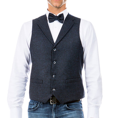 Men's Collared Navy Tweed Suit Vest Sean Alexander Vest - Paul Malone.com