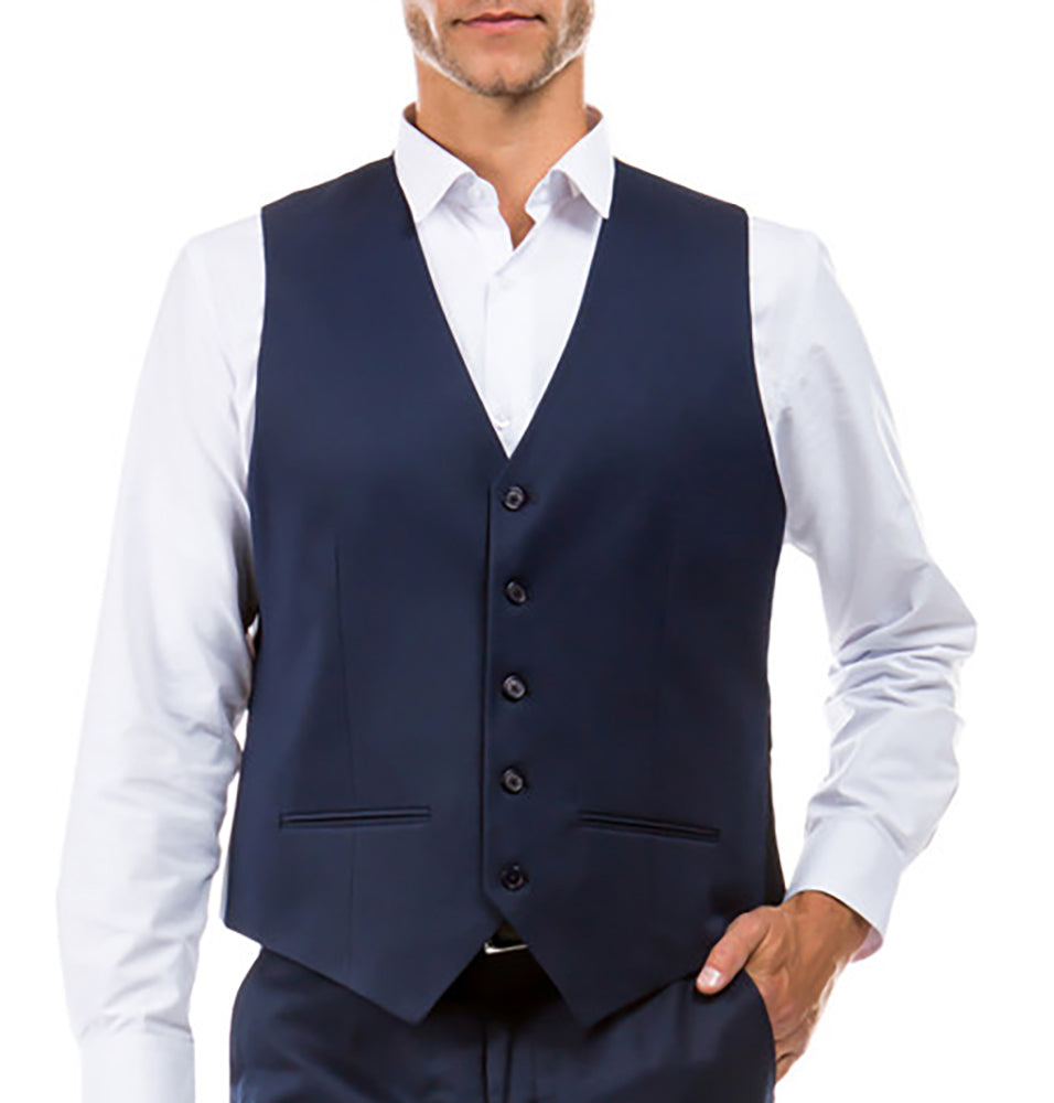Classic Navy Blue Solid Suit Dress Vest 38 / Navy Classic Navy Blue Solid Suit Dress Vest 38 / Navy
