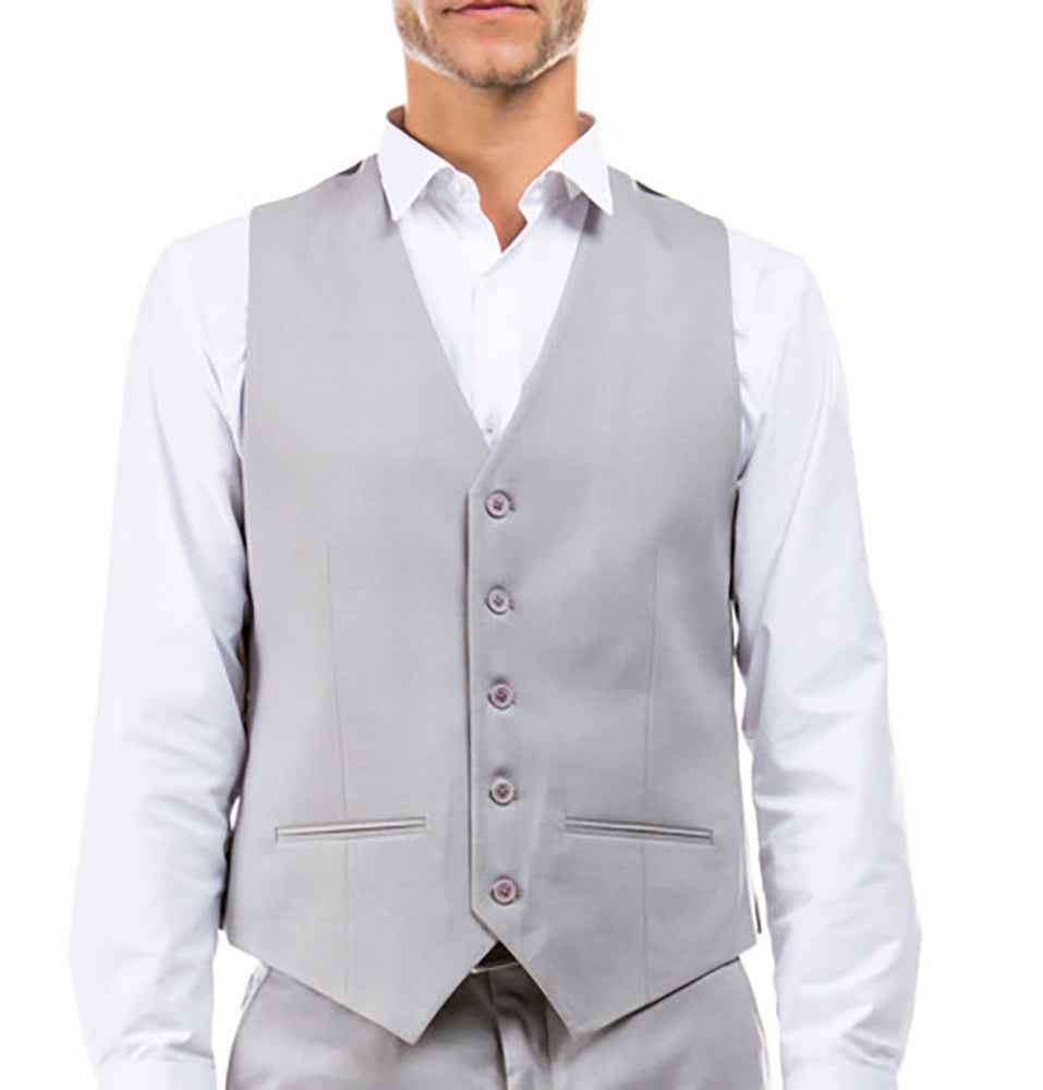 Classic Light Grey Solid Suit Dress Vest 58 / Grey Classic Light Grey Solid Suit Dress Vest 58 / Grey
