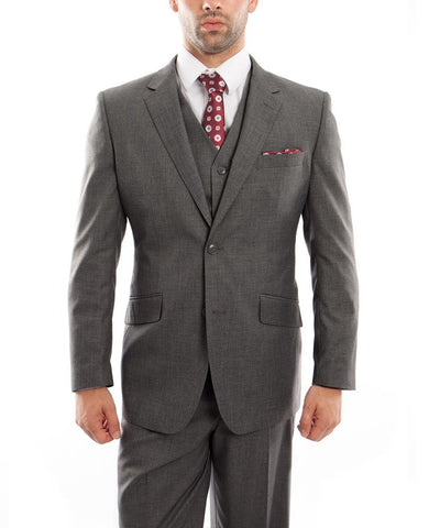 Suit Clearance: Dark Grey 3-piece Wool Suit with Vest 46R Zegarie Suits - Paul Malone.com