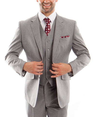 Suit Clearance: Grey 3-piece Wool Suit with Vest 44L Zegarie Suits - Paul Malone.com