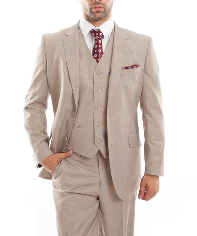 Suit Clearance: Tan 3-piece Wool Suit with Vest 48L Zegarie Suits - Paul Malone.com