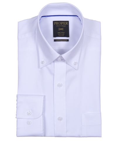 Non Iron White Button Down Shirt by Proper Proper Shirtings Shirts - Paul Malone.com