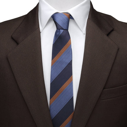 The Andrew Tie (Blue Orange Stripe Men's Tie) Ox and Bull Trading Co. Ties - Paul Malone.com