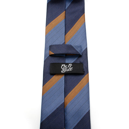 The Andrew Tie (Blue Orange Stripe Men's Tie) Ox and Bull Trading Co. Ties - Paul Malone.com