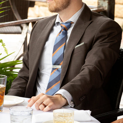 The Andrew Tie (Blue Orange Stripe Men's Tie) Ox and Bull Trading Co. Ties - Paul Malone.com