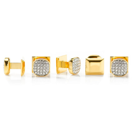 Gold Stainless Steel White Pave Crystal 5-Studs Ox and Bull Trading Co. Studs - Paul Malone.com