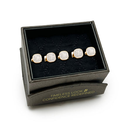 Gold Stainless Steel White Pave Crystal 5-Studs Ox and Bull Trading Co. Studs - Paul Malone.com
