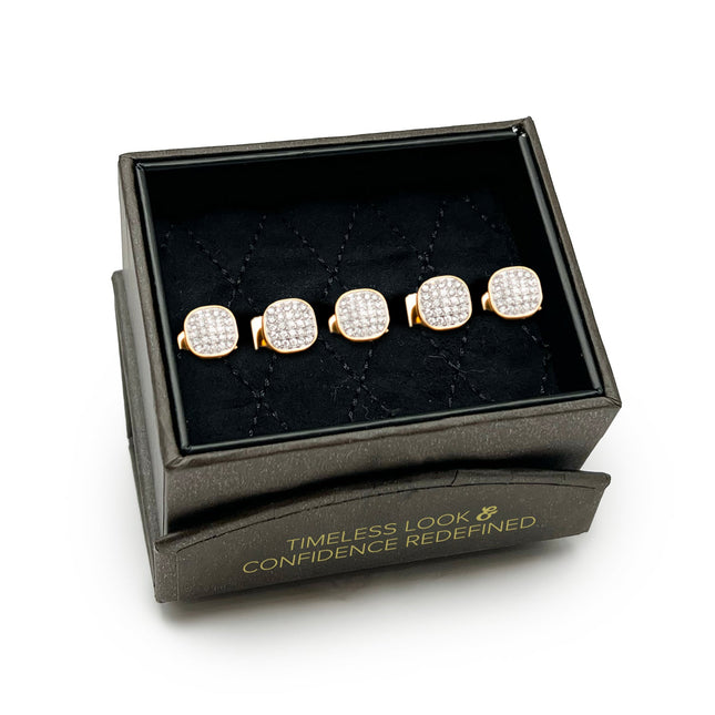 Gold Stainless Steel White Pave Crystal 5-Studs Ox and Bull Trading Co. Studs - Paul Malone.com
