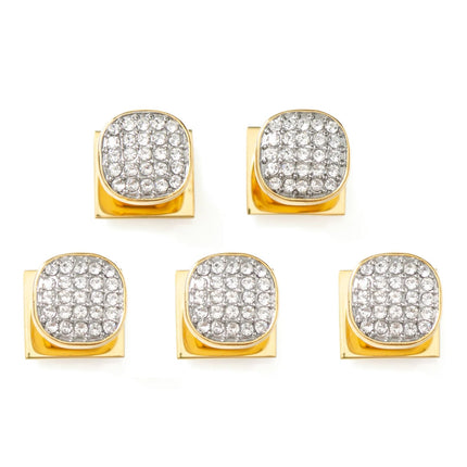 Gold Stainless Steel White Pave Crystal 5-Studs Ox and Bull Trading Co. Studs - Paul Malone.com