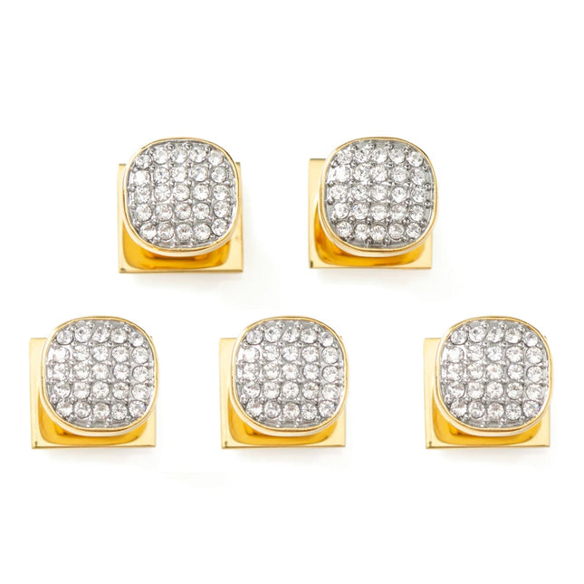 Gold Stainless Steel White Pave Crystal 5-Studs Ox and Bull Trading Co. Studs - Paul Malone.com