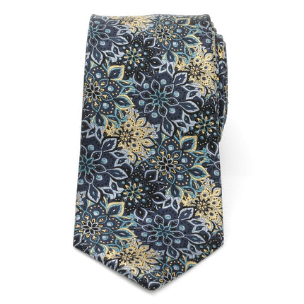 Kaleido Floral Navy Tan Accented Men's Tie Ox and Bull Trading Co. Ties - Paul Malone.com