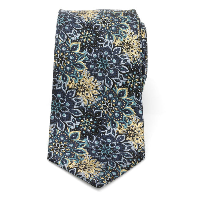 Kaleido Floral Navy Tan Accented Men's Tie Ox and Bull Trading Co. Ties - Paul Malone.com