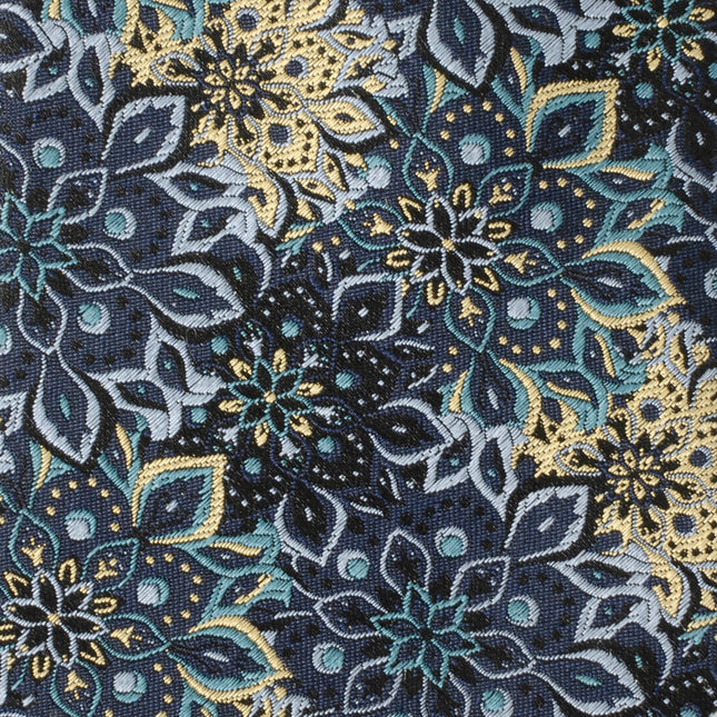 Kaleido Floral Navy Tan Accented Men's Tie Ox and Bull Trading Co. Ties - Paul Malone.com