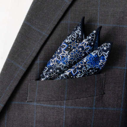 Navy Floral Tie and Pocket Square Gift Set Ox and Bull Trading Co. Ties - Paul Malone.com