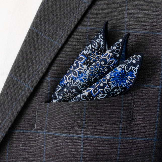 Navy Floral Tie and Pocket Square Gift Set Ox and Bull Trading Co. Ties - Paul Malone.com