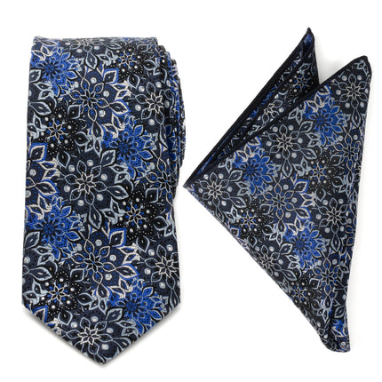 Navy Floral Tie and Pocket Square Gift Set Ox and Bull Trading Co. Ties - Paul Malone.com