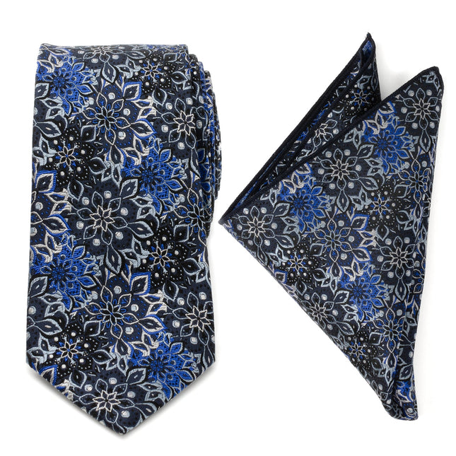 Navy Floral Tie and Pocket Square Gift Set Ox and Bull Trading Co. Ties - Paul Malone.com