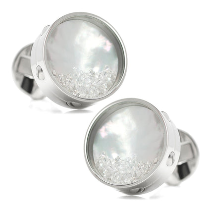 Mother of Pearl Floating Crystals Cufflinks Ox and Bull Trading Co. Cufflinks - Paul Malone.com