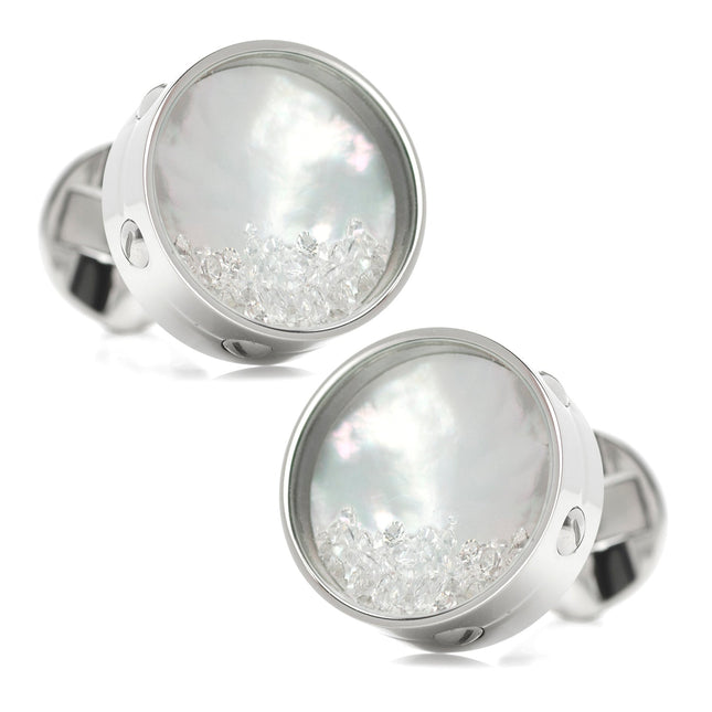 Mother of Pearl Floating Crystals Cufflinks Cufflinks.com Cufflinks - Paul Malone.com