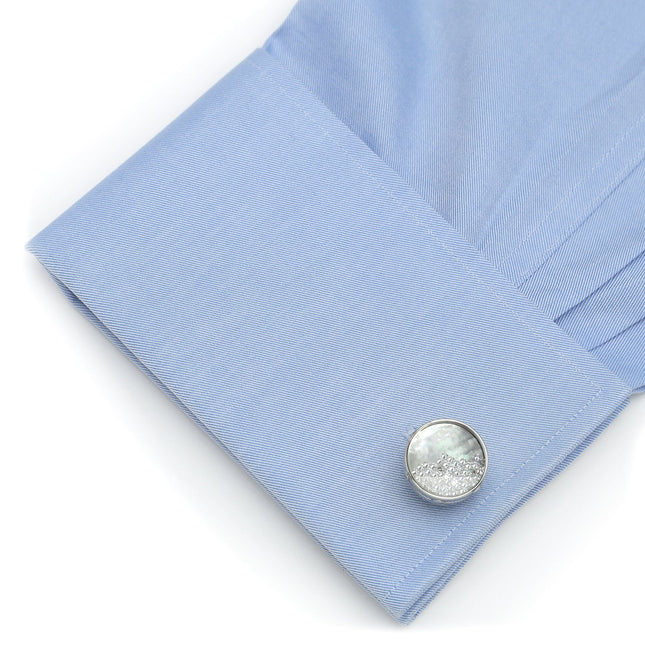Mother of Pearl Floating Crystals Cufflinks Cufflinks.com Cufflinks - Paul Malone.com