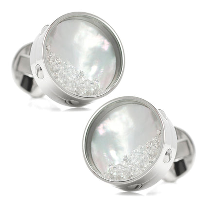 Mother of Pearl Floating Crystals Cufflinks Ox and Bull Trading Co. Cufflinks - Paul Malone.com