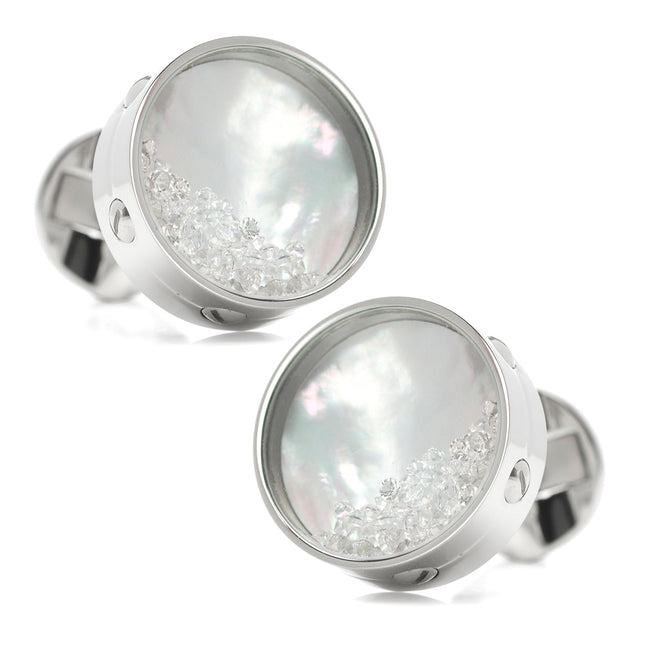 Mother of Pearl Floating Crystals Cufflinks Cufflinks.com Cufflinks - Paul Malone.com