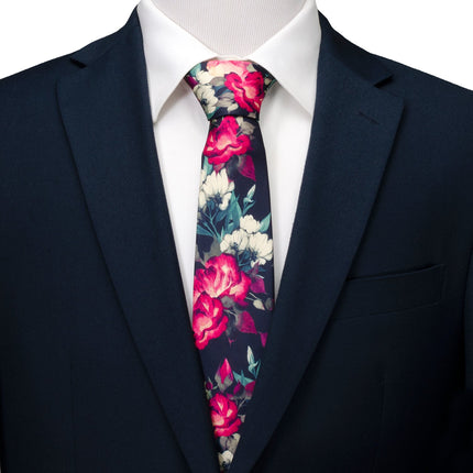 Painted Floral Navy Silk Men's Tie Ox and Bull Trading Co. Ties - Paul Malone.com