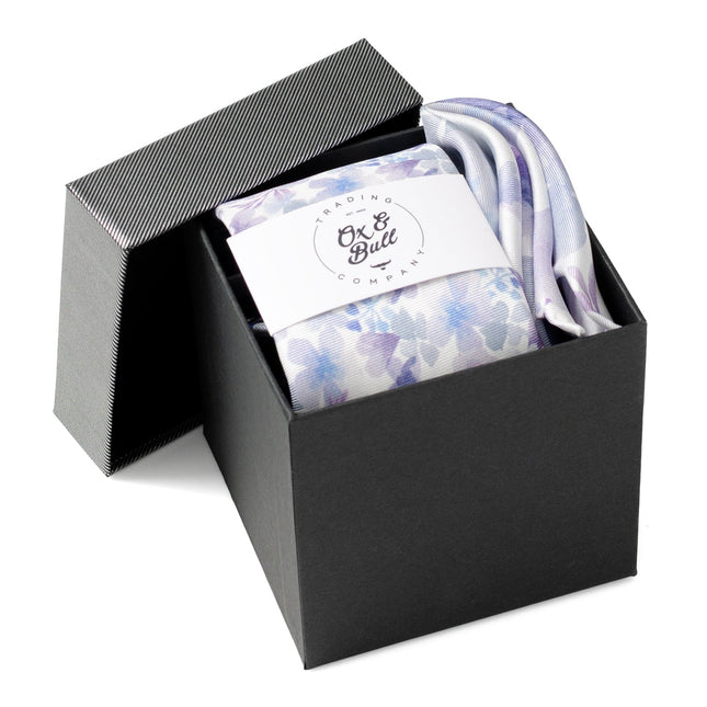 Watercolor Lavender Tie and Pocket Square Gift Set Ox and Bull Trading Co. Ties - Paul Malone.com
