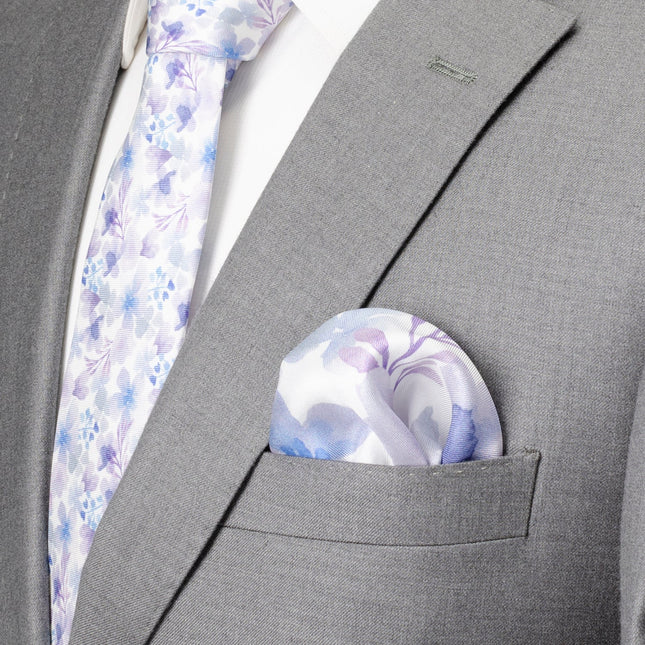 Watercolor Lavender Tie and Pocket Square Gift Set Ox and Bull Trading Co. Ties - Paul Malone.com