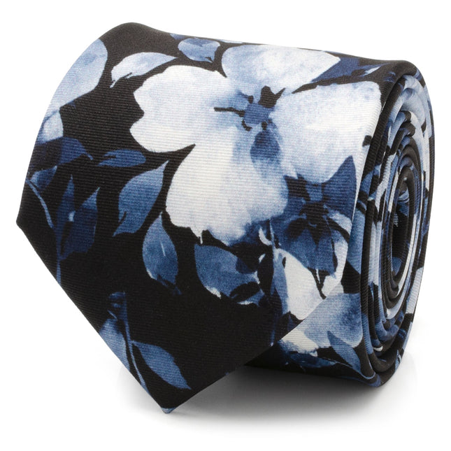 Painted Floral Black Silk Men's Tie Ox and Bull Trading Co. Ties - Paul Malone.com