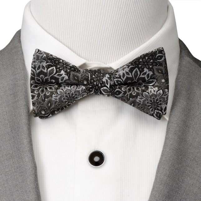 Kaleido Floral Charcoal Men's Bow Tie Cufflinks.com Bowtie - Paul Malone.com