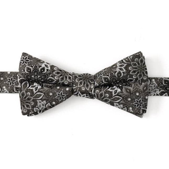 Kaleido Floral Charcoal Men's Bow Tie Cufflinks.com Bowtie - Paul Malone.com