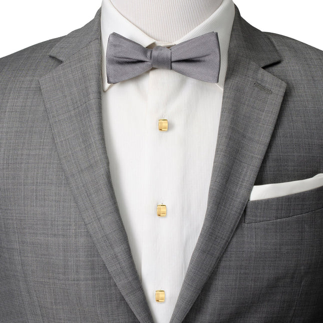 Stainless Steel Gold Tartan 5-Stud Set Ox and Bull Trading Co. Stud Set - Paul Malone.com