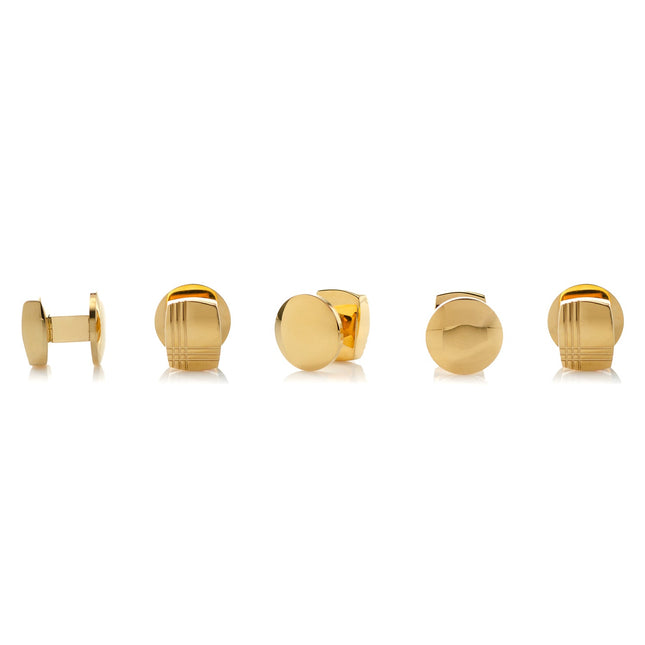 Stainless Steel Gold Tartan 5-Stud Set Ox and Bull Trading Co. Stud Set - Paul Malone.com