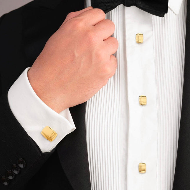 Stainless Steel Gold Tartan Plaid 5-Studs Ox and Bull Trading Co. Studs - Paul Malone.com