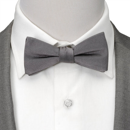 Gray Silk Bow Pre-Tie Cufflinks.com Bowtie - Paul Malone.com
