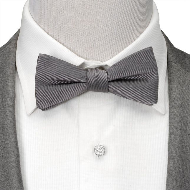 Gray Silk Bow Pre-Tie Cufflinks.com Bowtie - Paul Malone.com