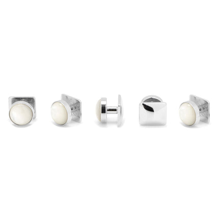 Silver and Mother of Pearl 5-Stud Set Ox and Bull Trading Co. Stud Set - Paul Malone.com
