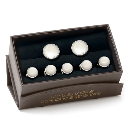 Silver and Mother of Pearl 5-Stud Set Ox and Bull Trading Co. Stud Set - Paul Malone.com