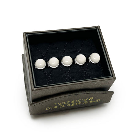 Silver and Mother of Pearl 5-Studs Ox and Bull Trading Co. Studs - Paul Malone.com