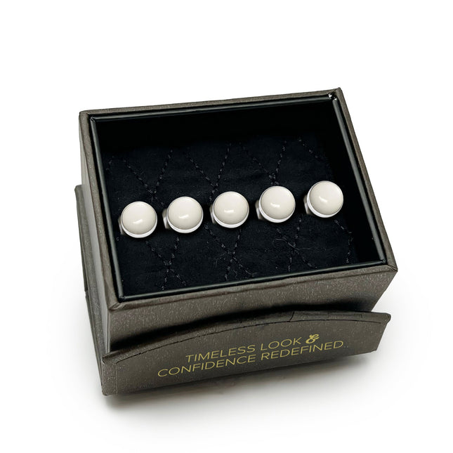 Silver and Mother of Pearl 5-Studs Ox and Bull Trading Co. Studs - Paul Malone.com
