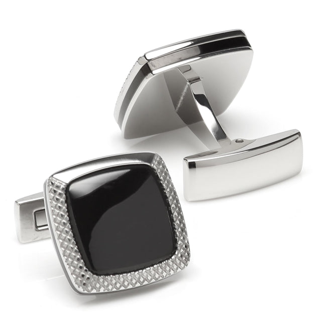 Onyx Cushion Stainless Steel Cufflinks Cufflinks.com Cufflinks - Paul Malone.com