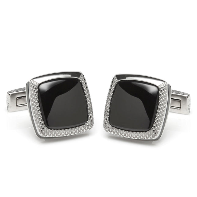 Onyx Cushion Stainless Steel Cufflinks Cufflinks.com Cufflinks - Paul Malone.com